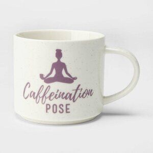 16oz Porcelain Caffeination Pose Mug Cream